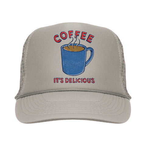 Coffee It's Delicious Trucker Hat - Tan