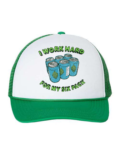 Work Hard For My Six Pack Hat - White/Green