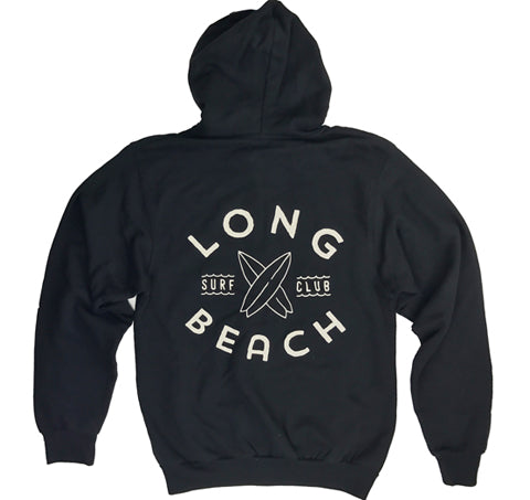 Long Beach Surf Club Zip Up Hoodie - Black