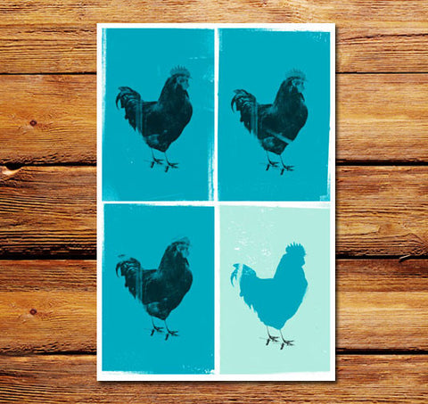Blue Rooster Poster