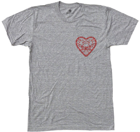 Chain Link Heart - Small chest print - Heather Grey