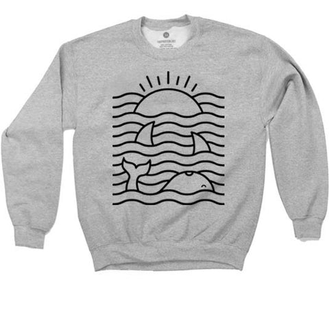 Ocean Waves - Sweatshirt - Heather Grey